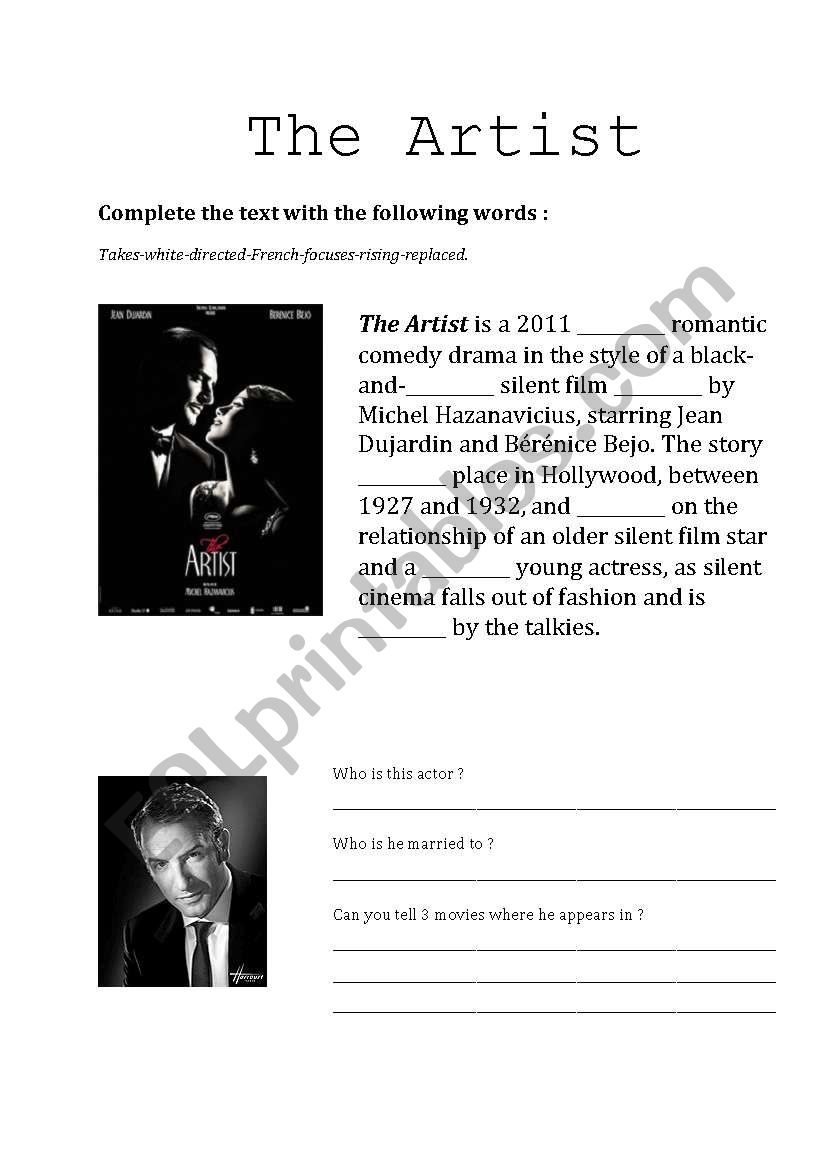 The Artist - Jean Dujardin worksheet