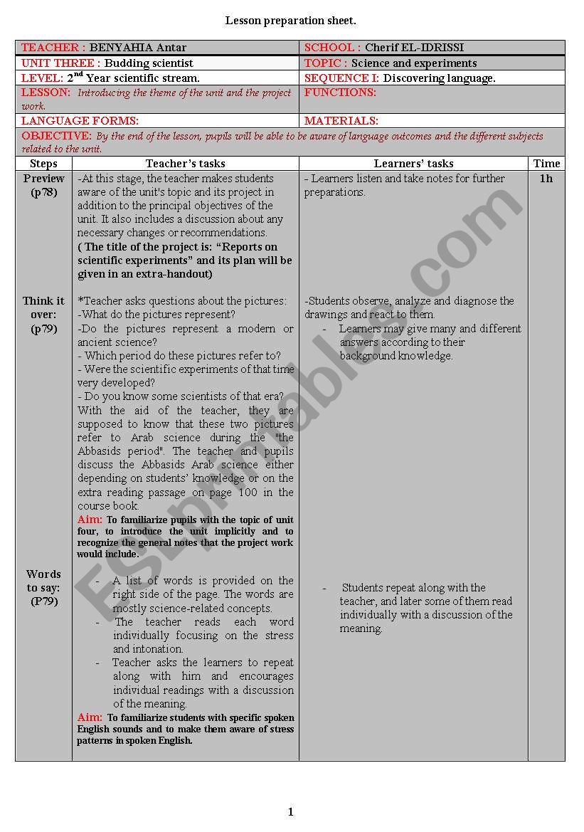 detailed lesson plan worksheet