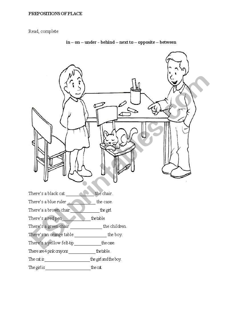 preposition of place worksheet