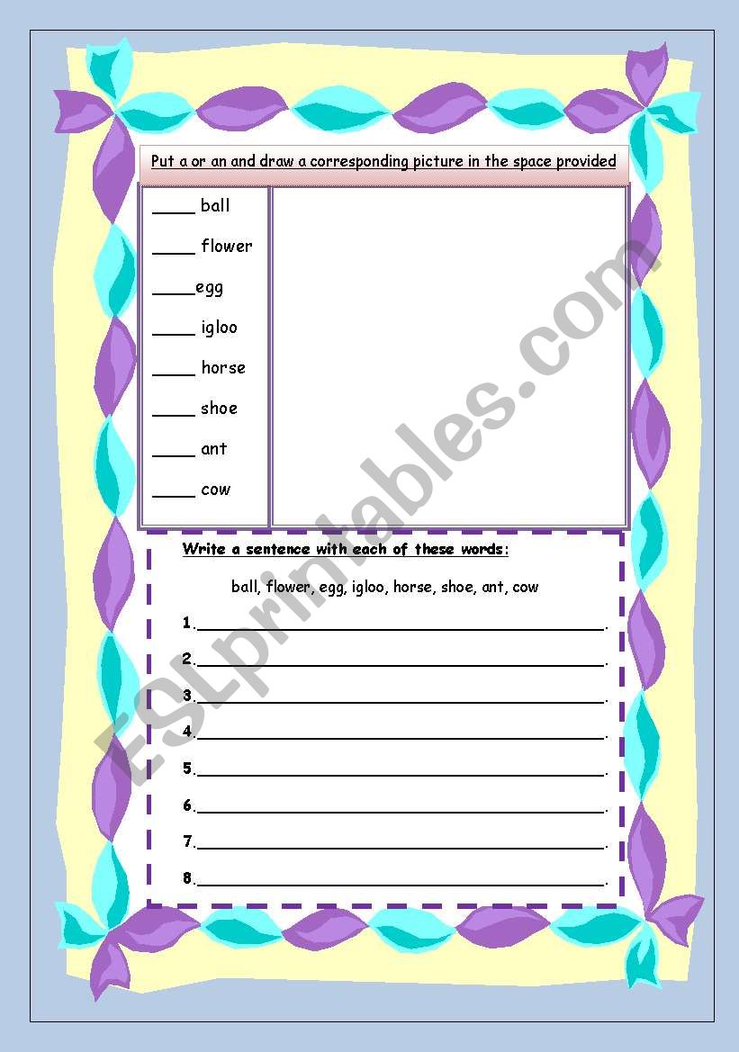 Vocabulary worksheet