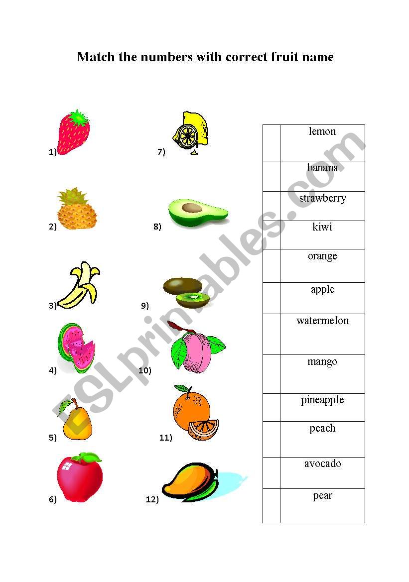 an enjoyable activity about fruits 