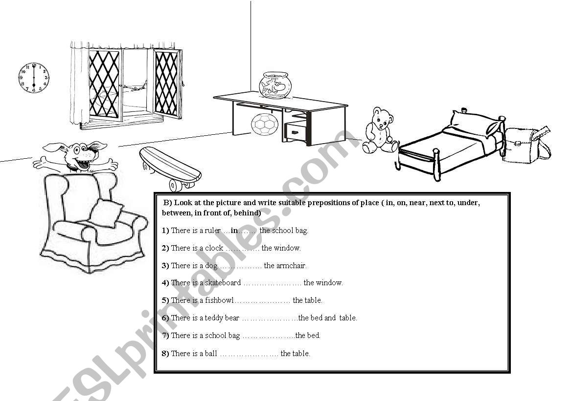 Prepositions of place worksheet