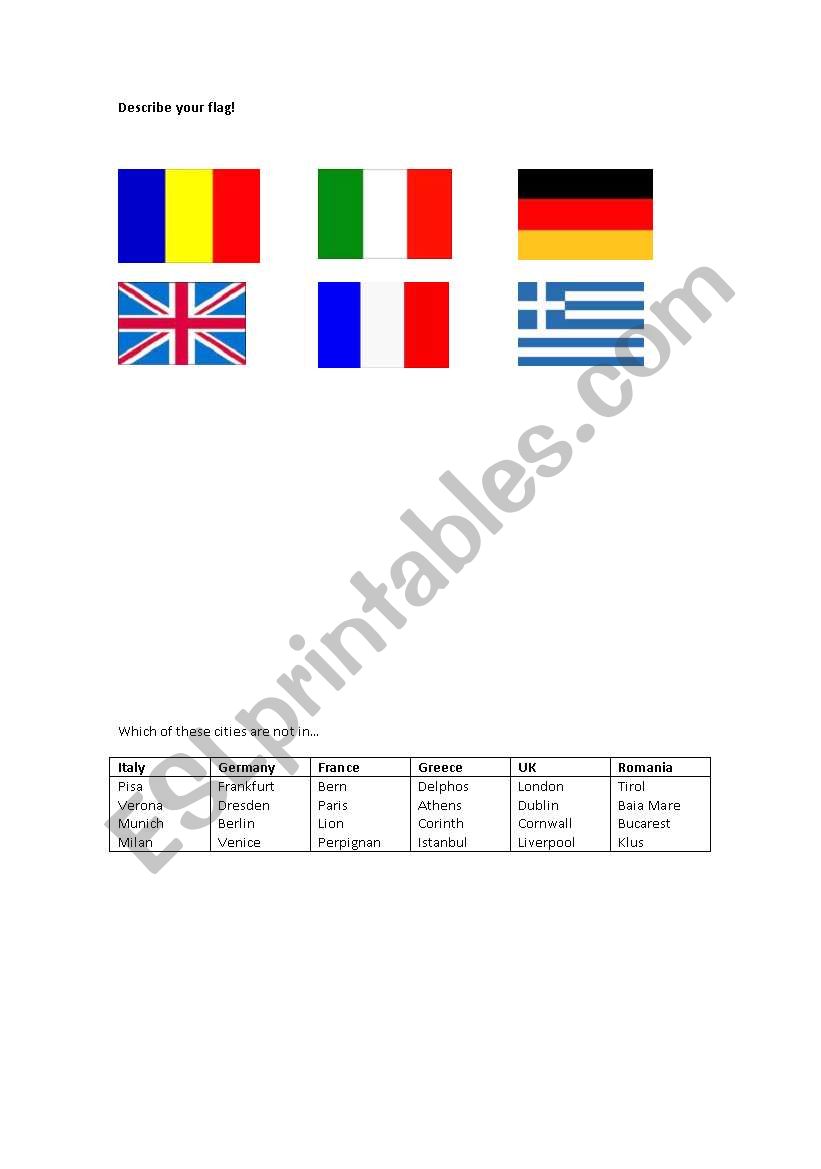 Describing flags worksheet