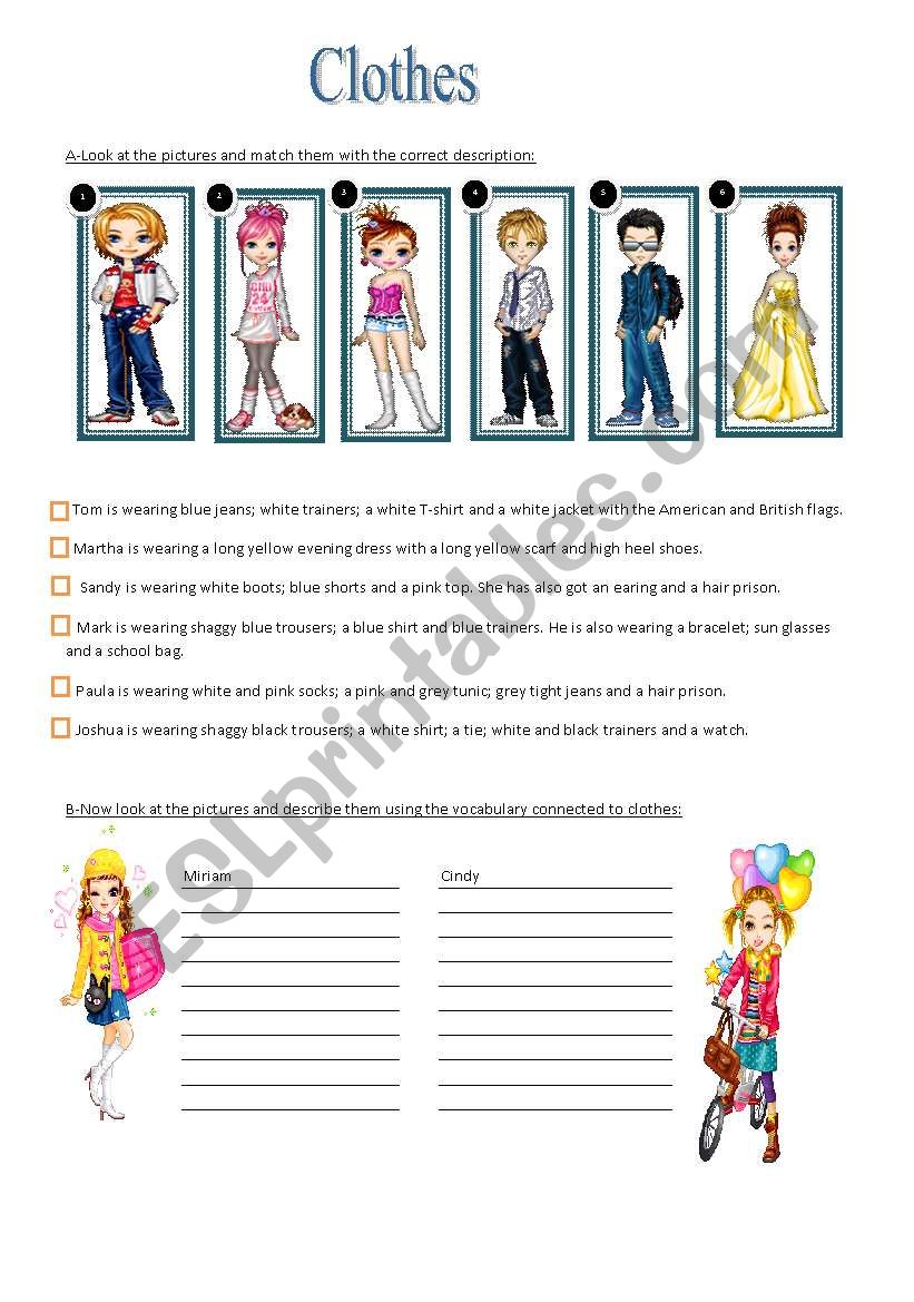 Clothes worksheet