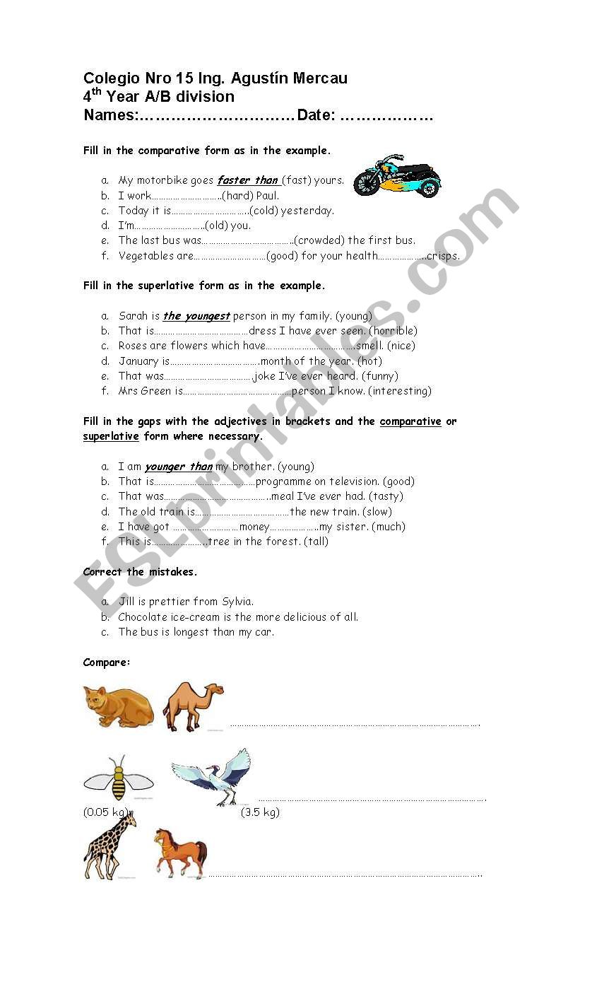 Comparatives and superlatives test