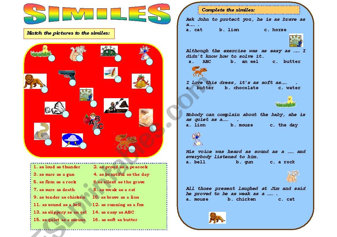 SIMILES - exercises worksheet