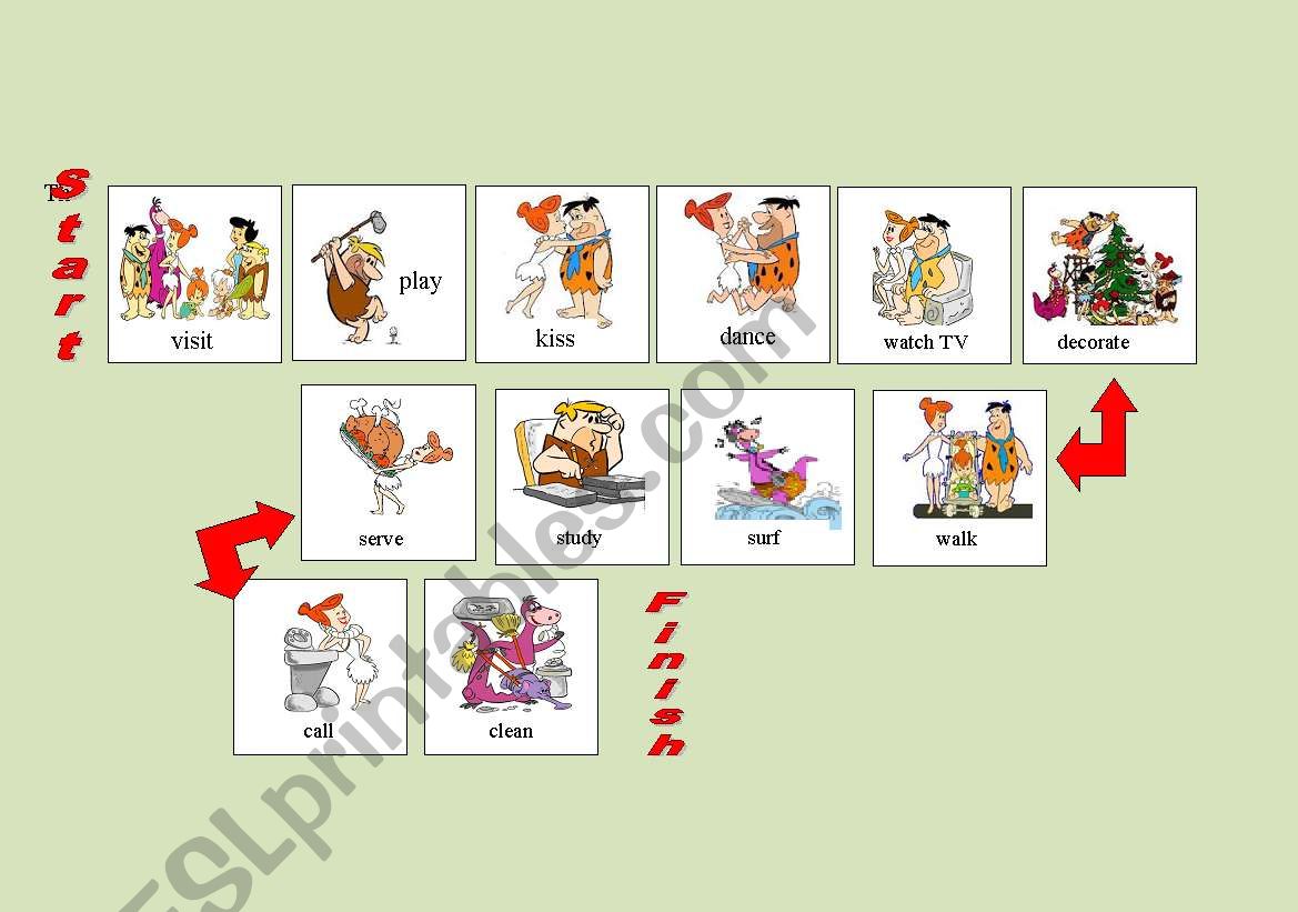 Regular verbs in the simple past board game
