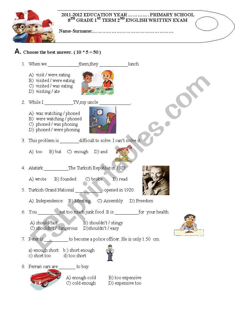 grade-8 first term second exam