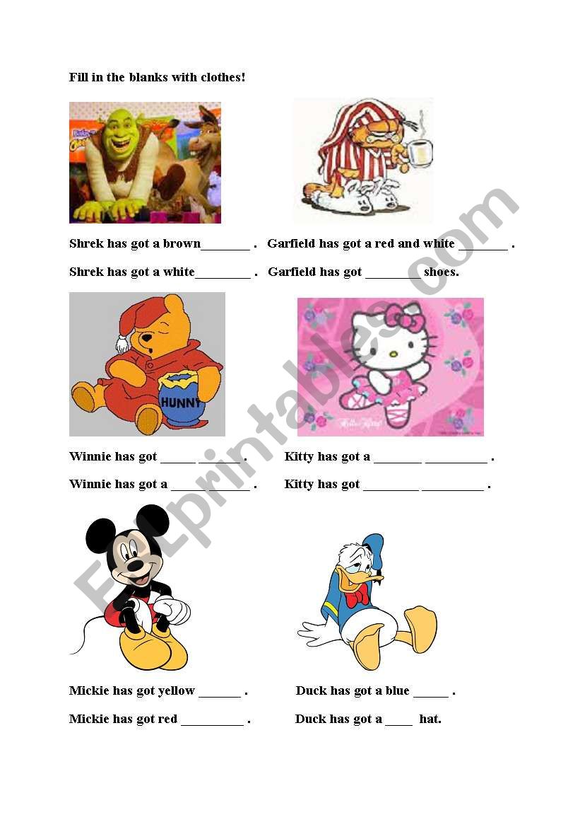 clothes worksheet