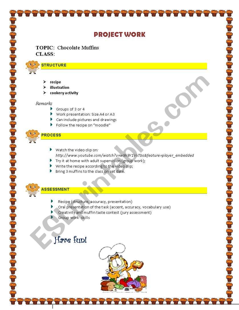 food- Chocolate Muffins worksheet