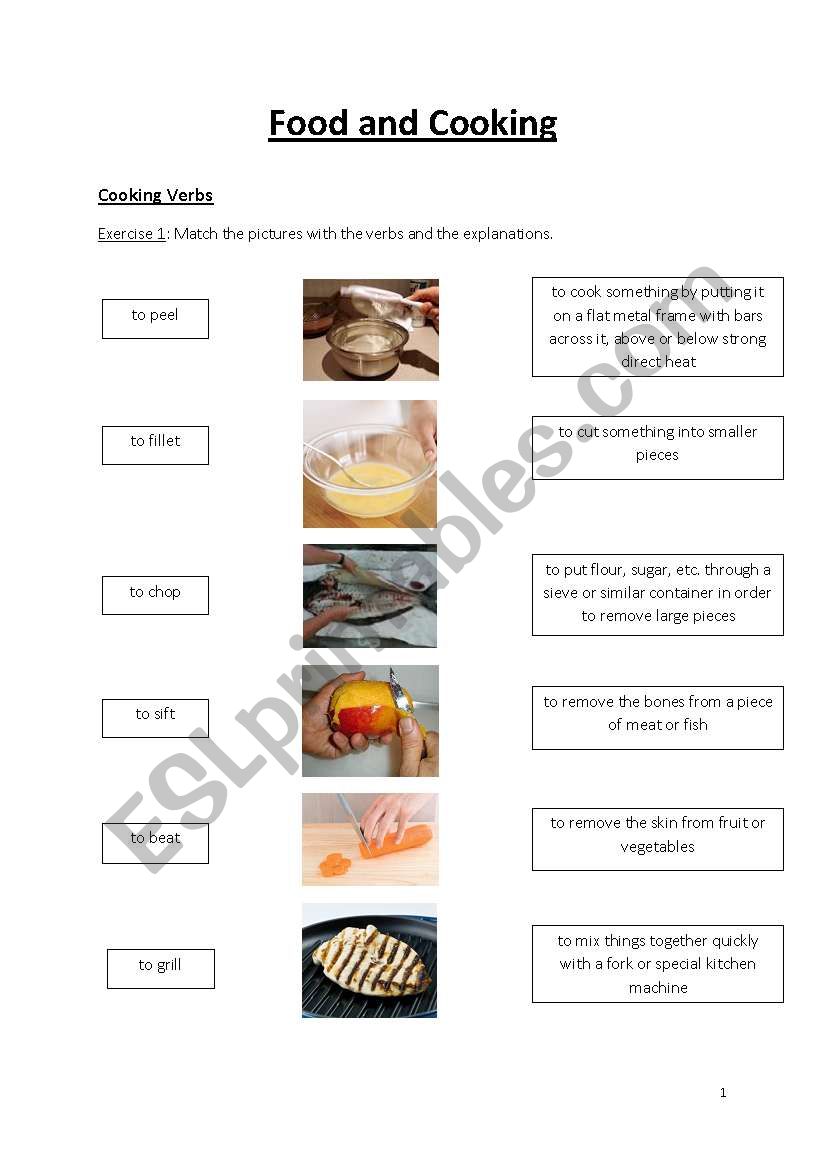 Food and cooking  worksheet