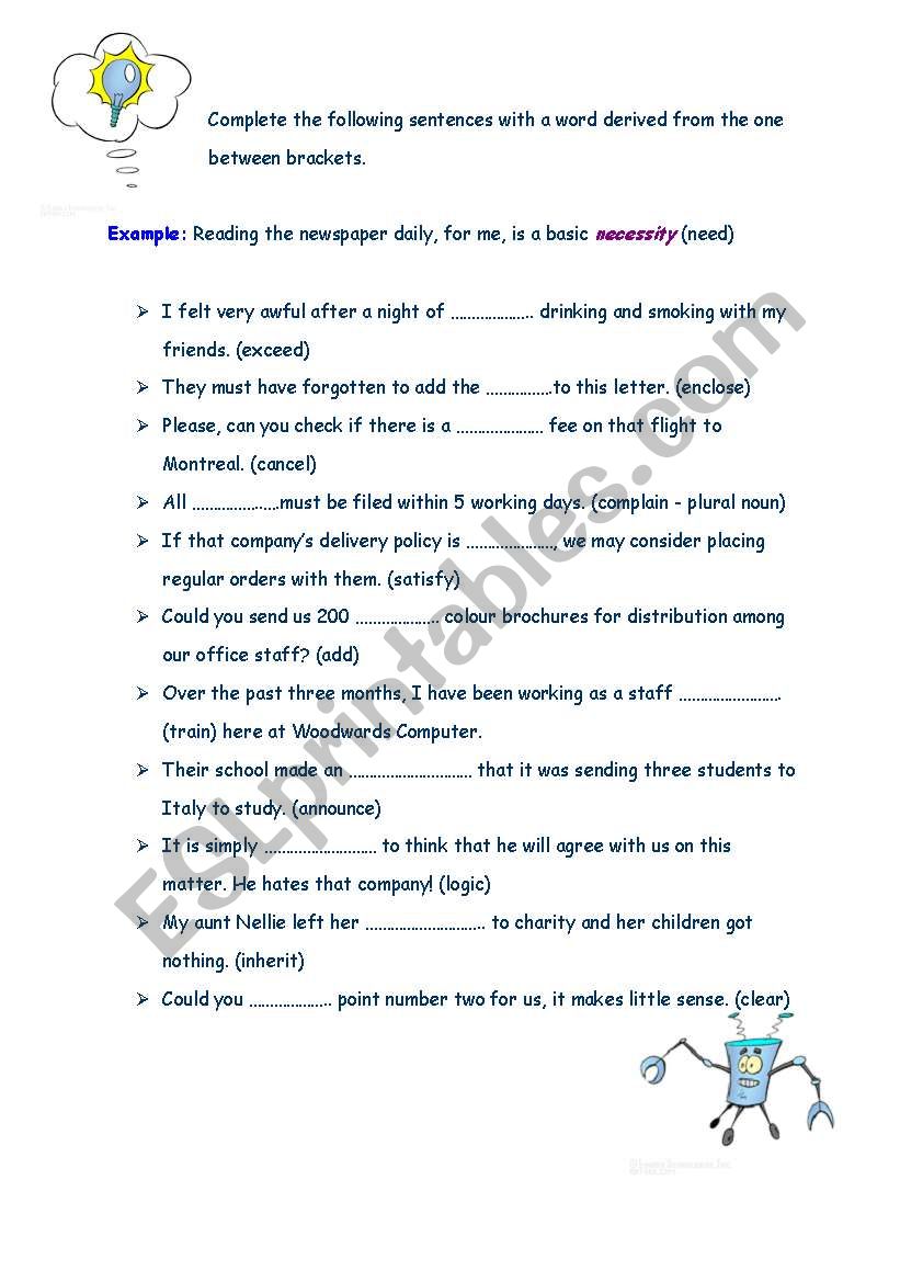 Word Formation  worksheet