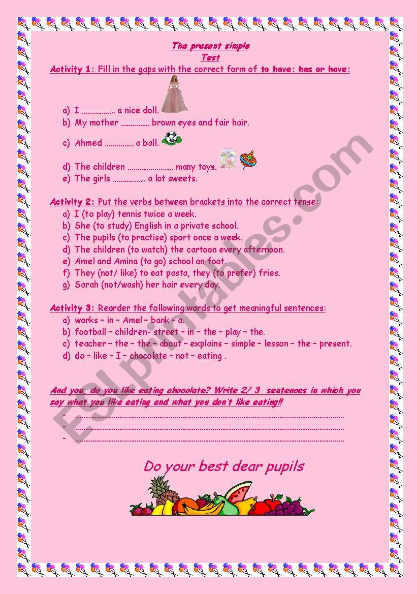 The present simple worksheet