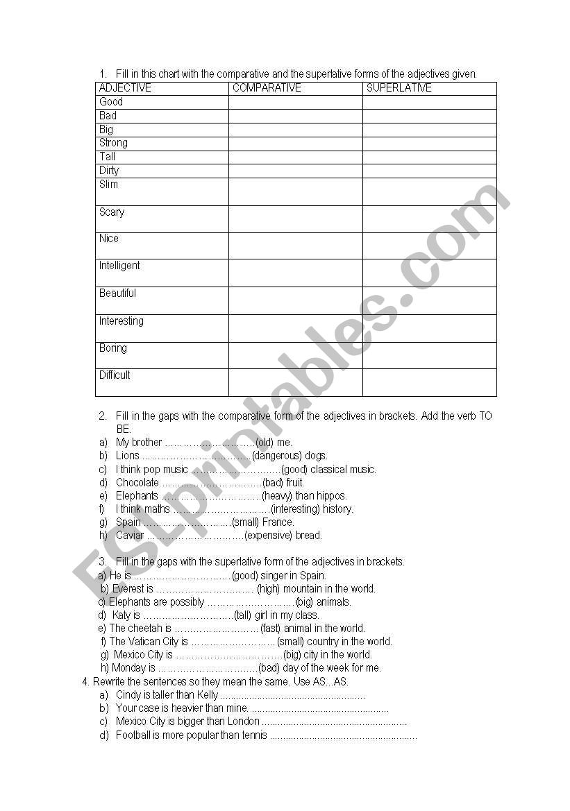 ADEJCTIVES worksheet