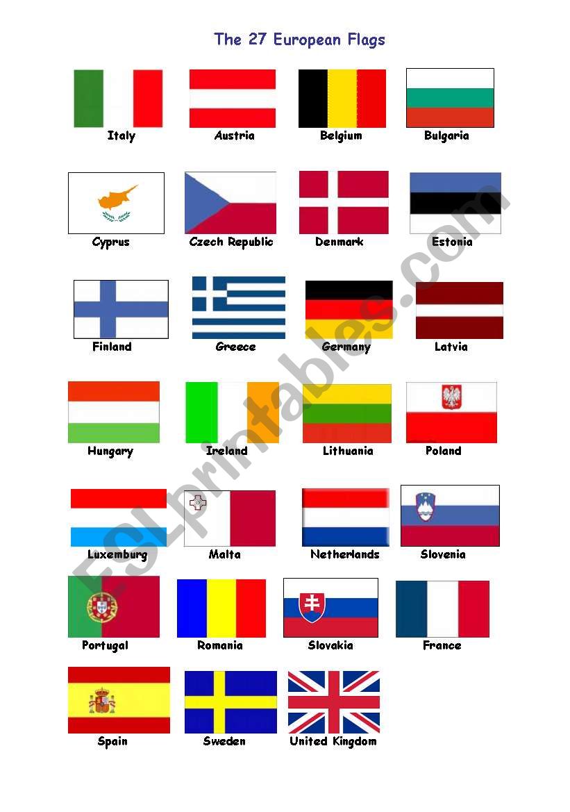 European Flag Challenge Worksheets