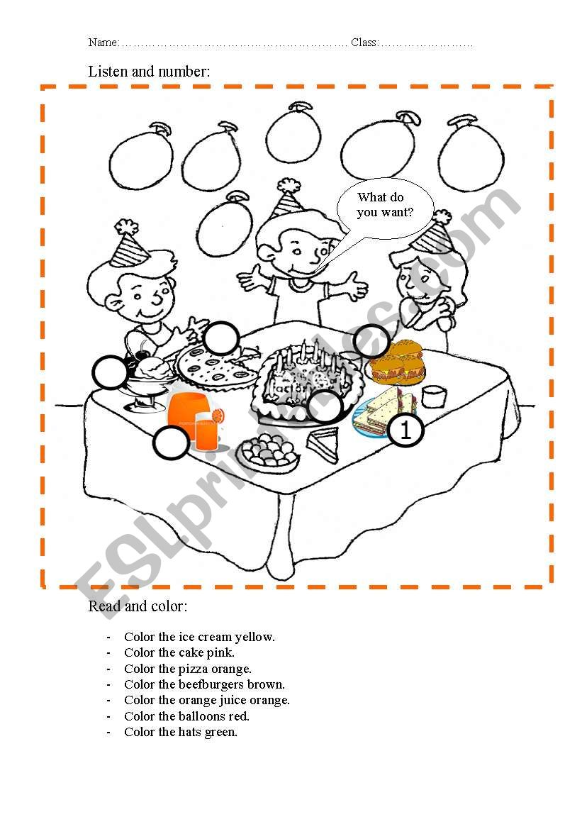 birthday party worksheet