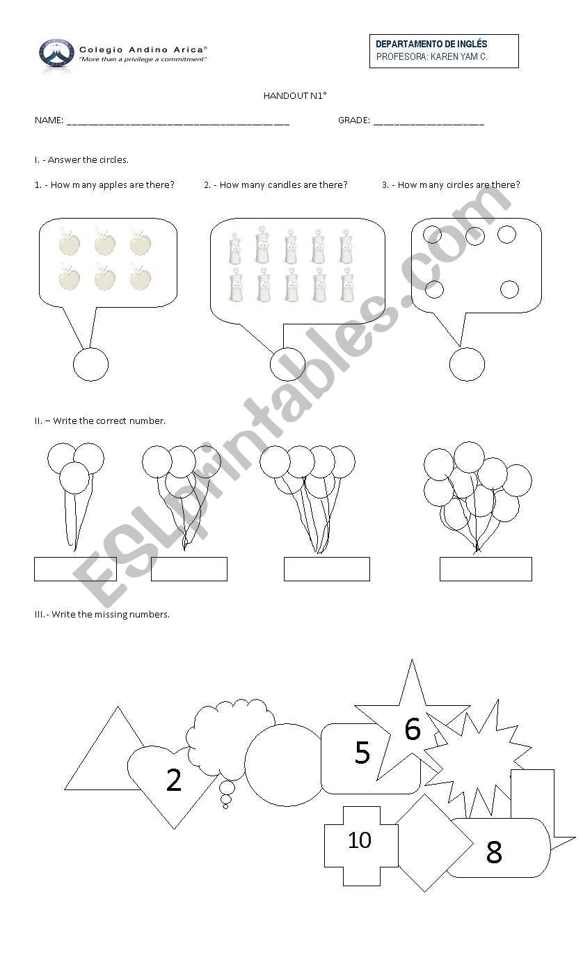 Numbers - ESL worksheet by Karen_Yam