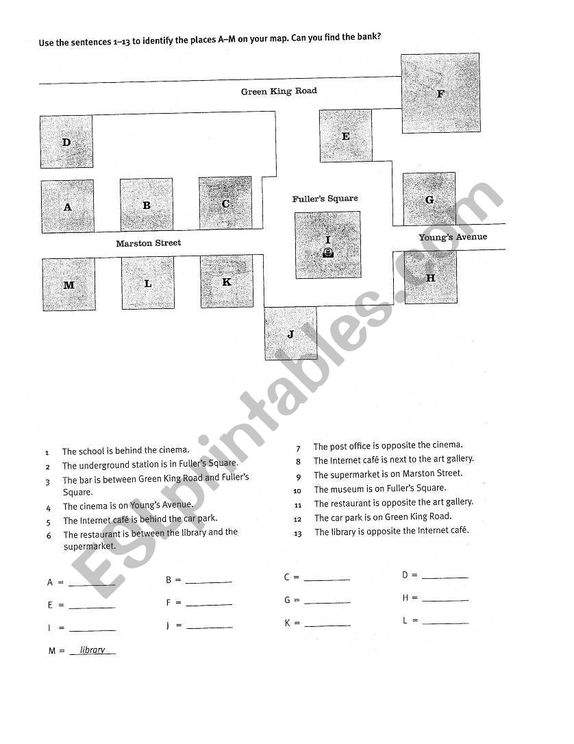 shops and prepositions worksheet