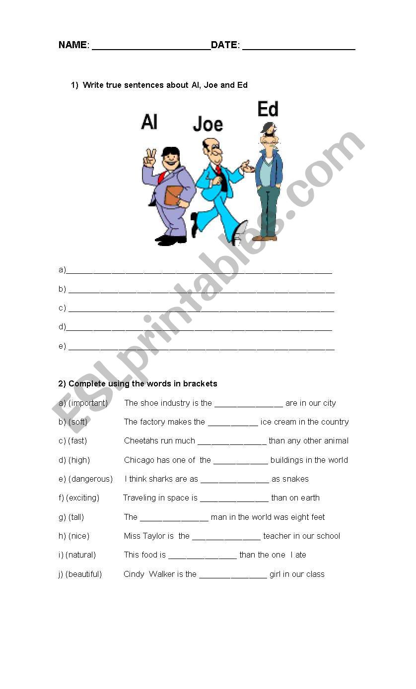 Comparatives worksheet