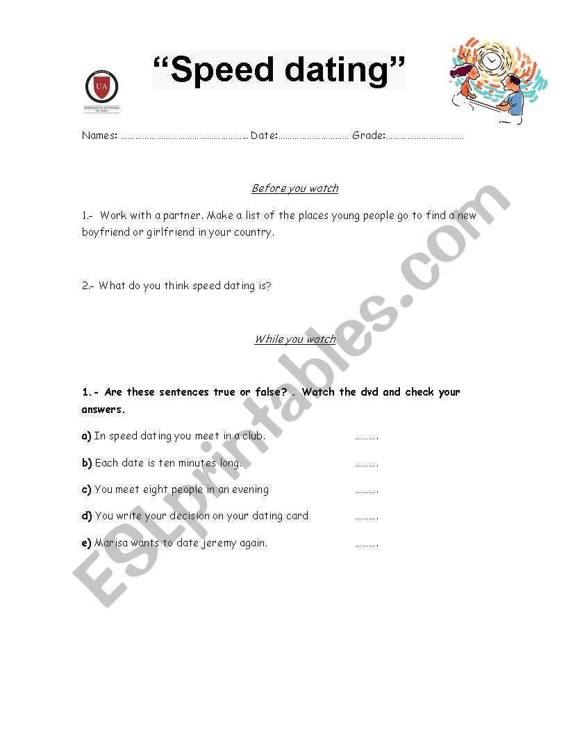 dating worksheet