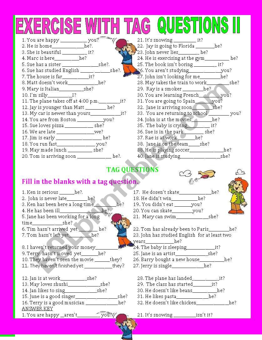 TAG QUESTIONS  worksheet