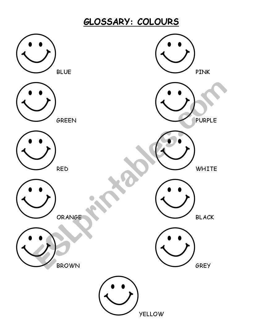 Faces in colours worksheet