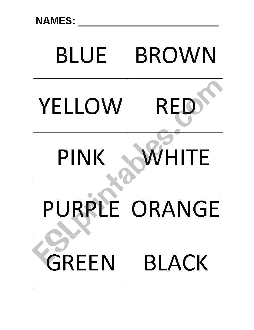 Colors Test worksheet