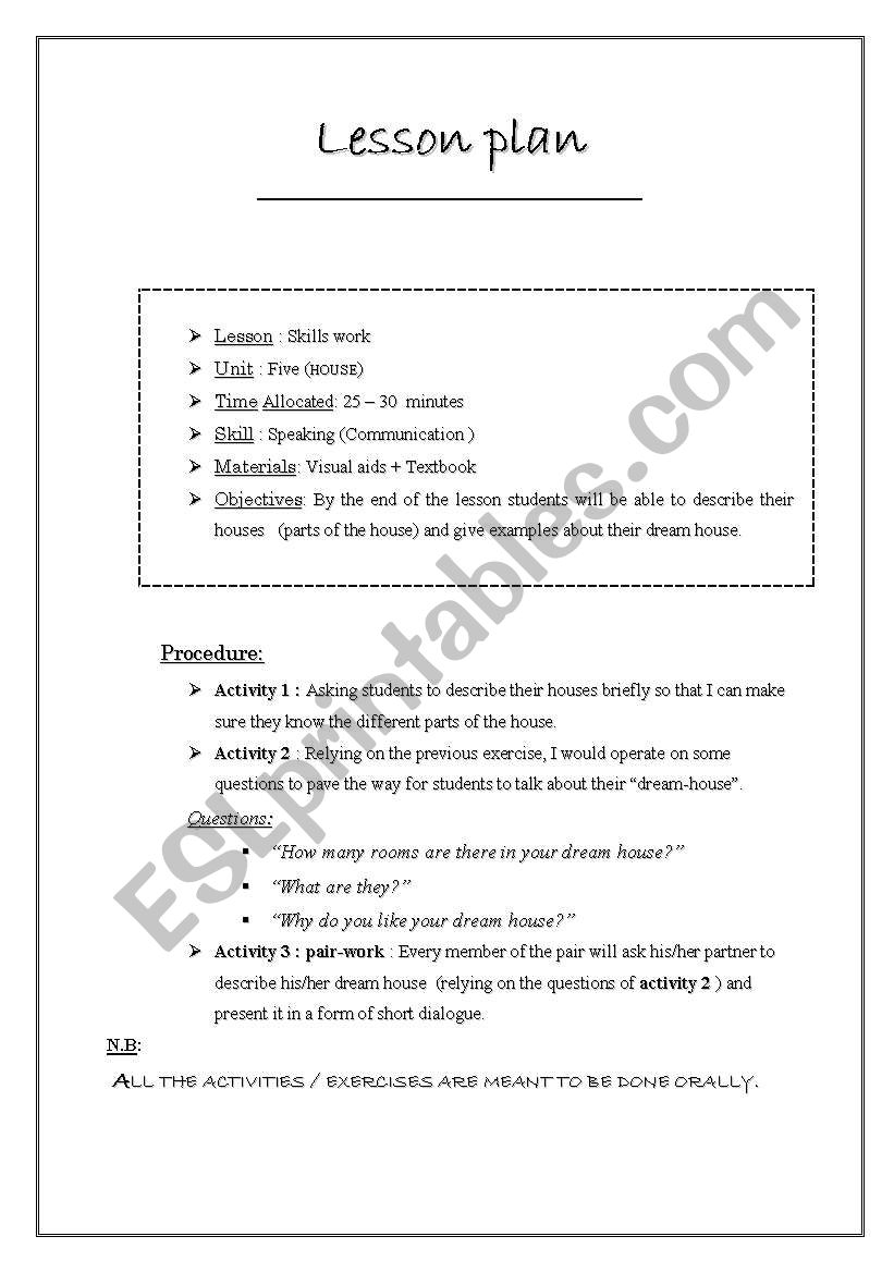 lesson plan sample worksheet