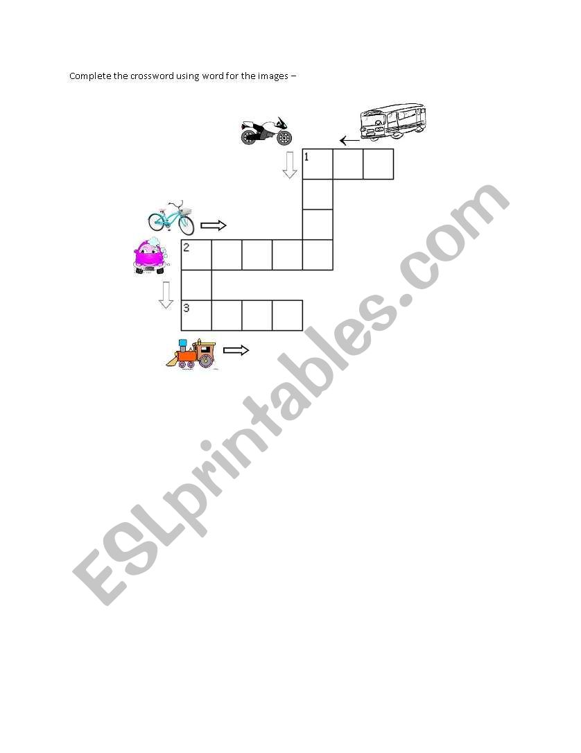 Transportation crossword worksheet