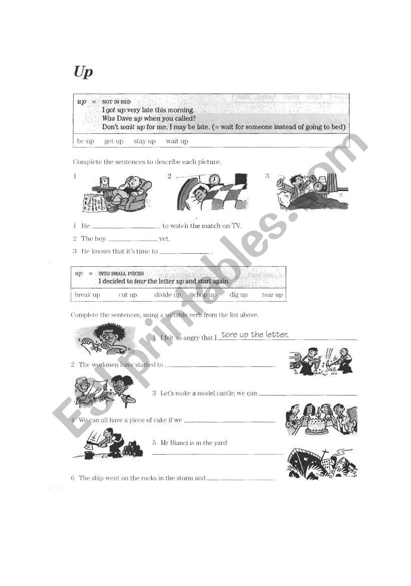 pharasal verbs with up (1.part)