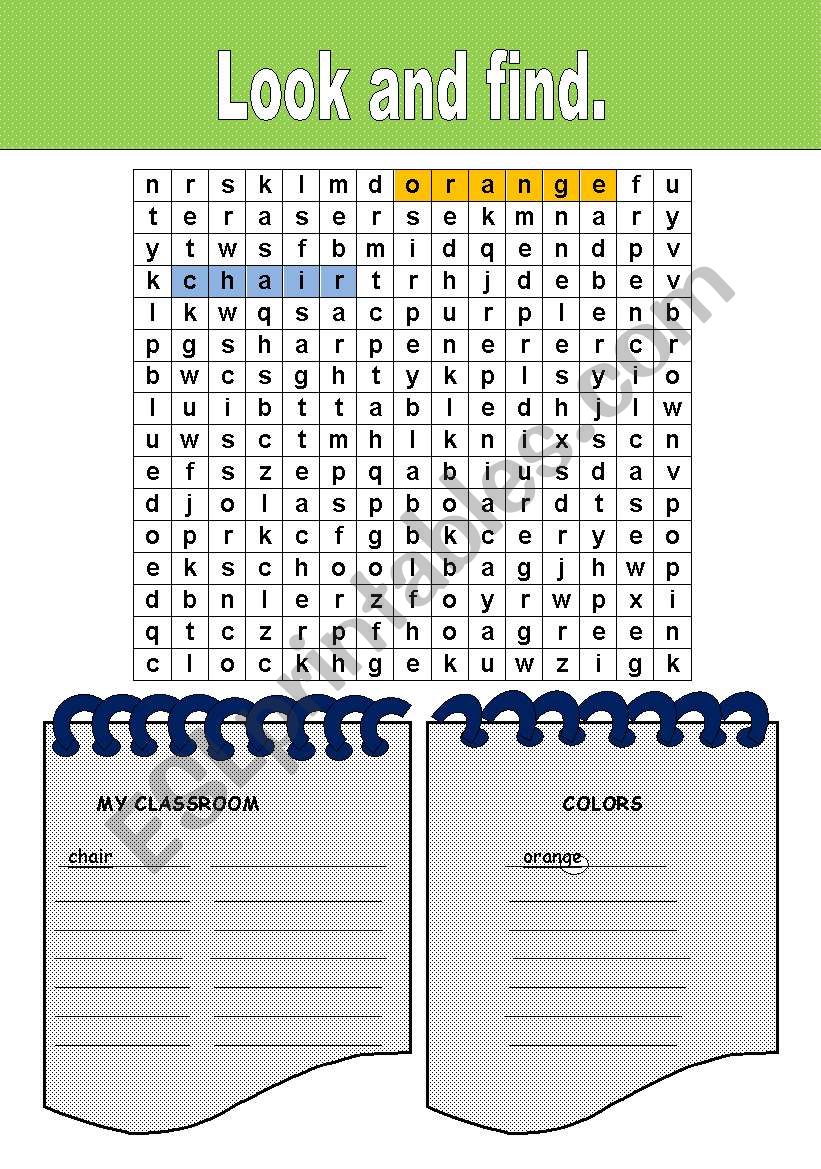 My Classroom and Colors worksheet