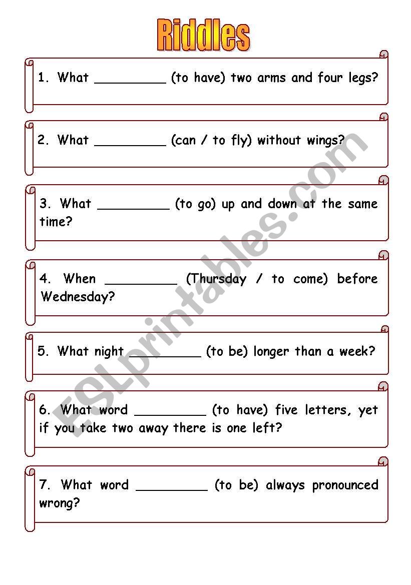 Riddles  worksheet