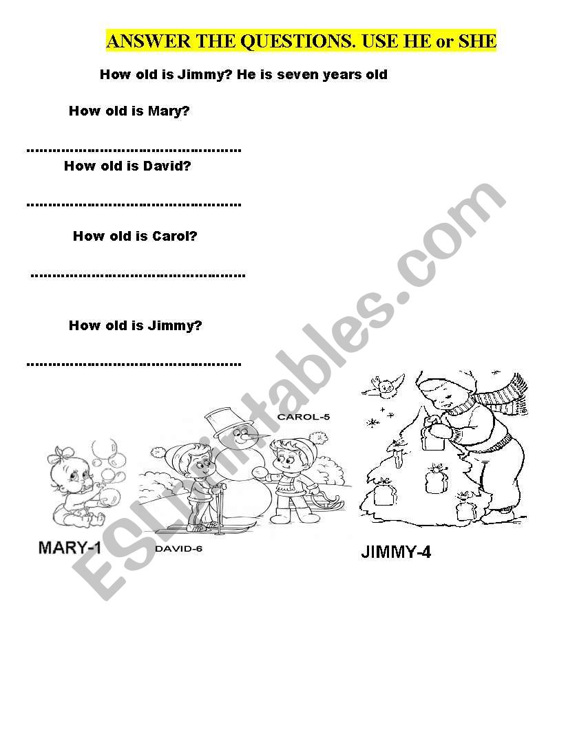 hoe old worksheet