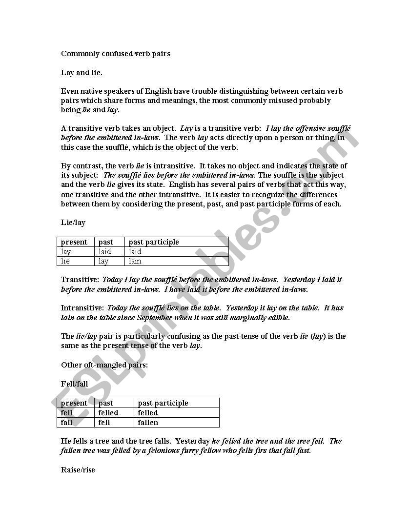 confused verbs worksheet