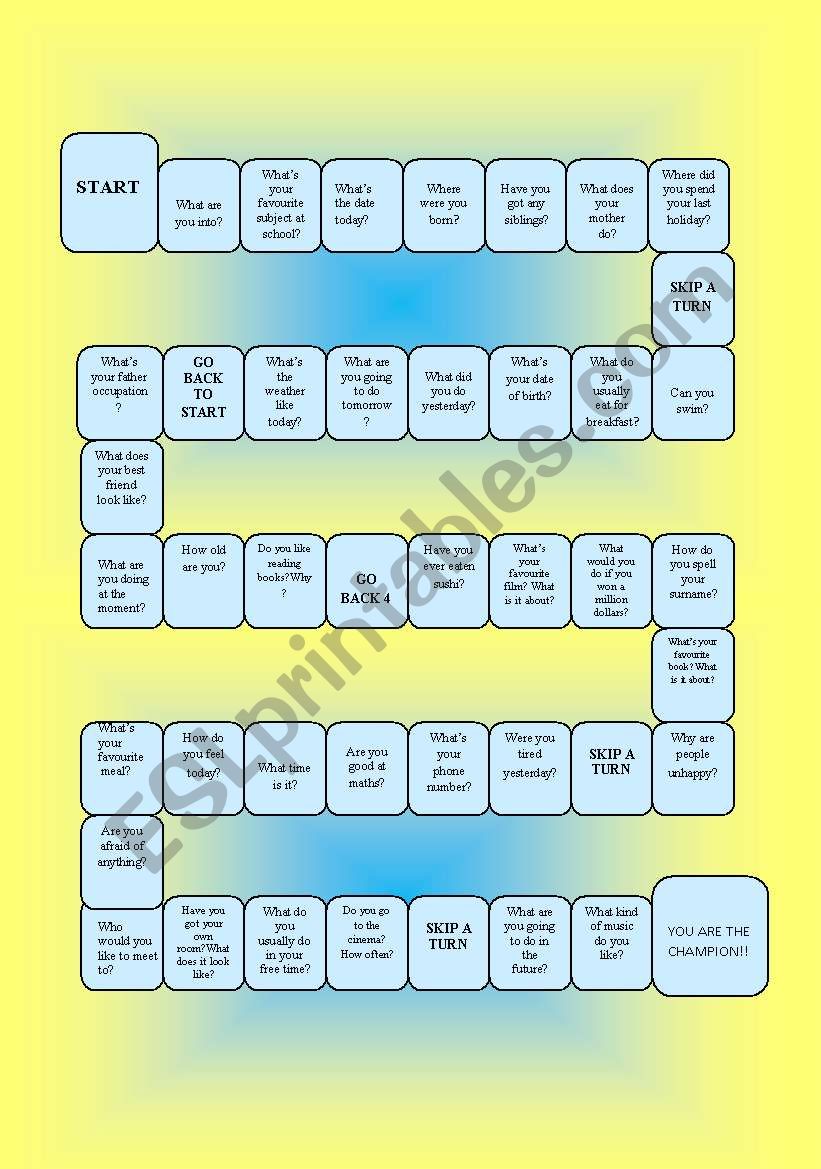 BOARD GAME worksheet