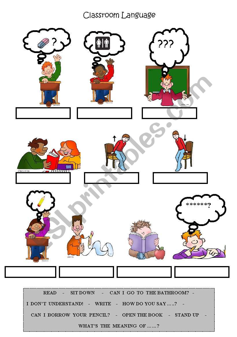 CLASSROOM LANGUAGE worksheet