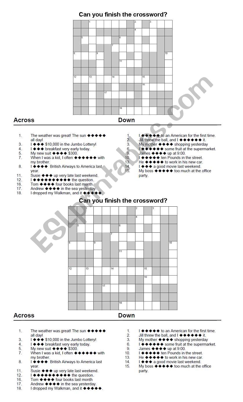 past simple irregular verbs worksheet