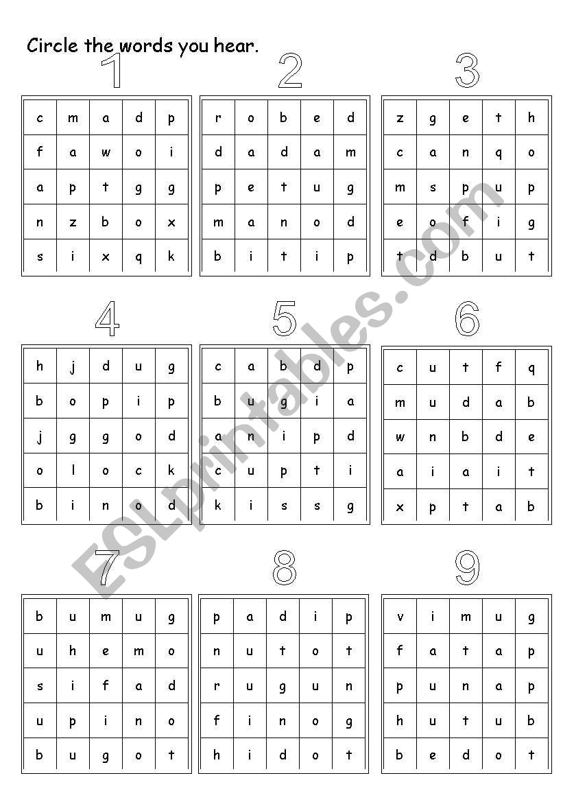 Phonics Word Search worksheet