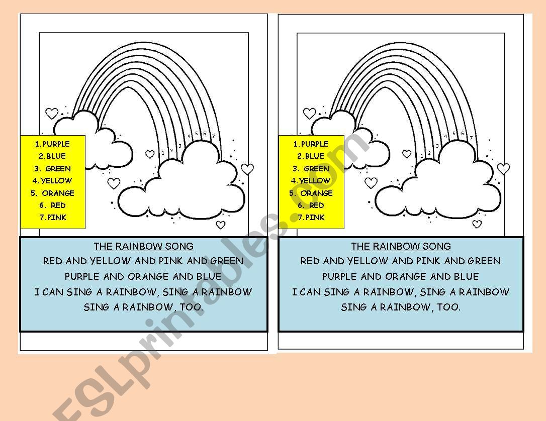 THE RAINBOW SONG worksheet