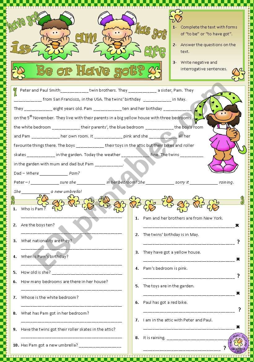 Be or Have got? worksheet