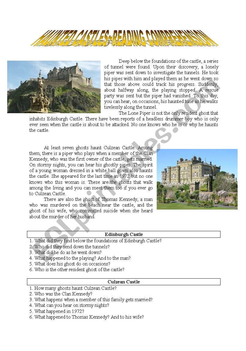 Haunted Castle~Reading Comprehension Haunted Castle~Reading Comprehension