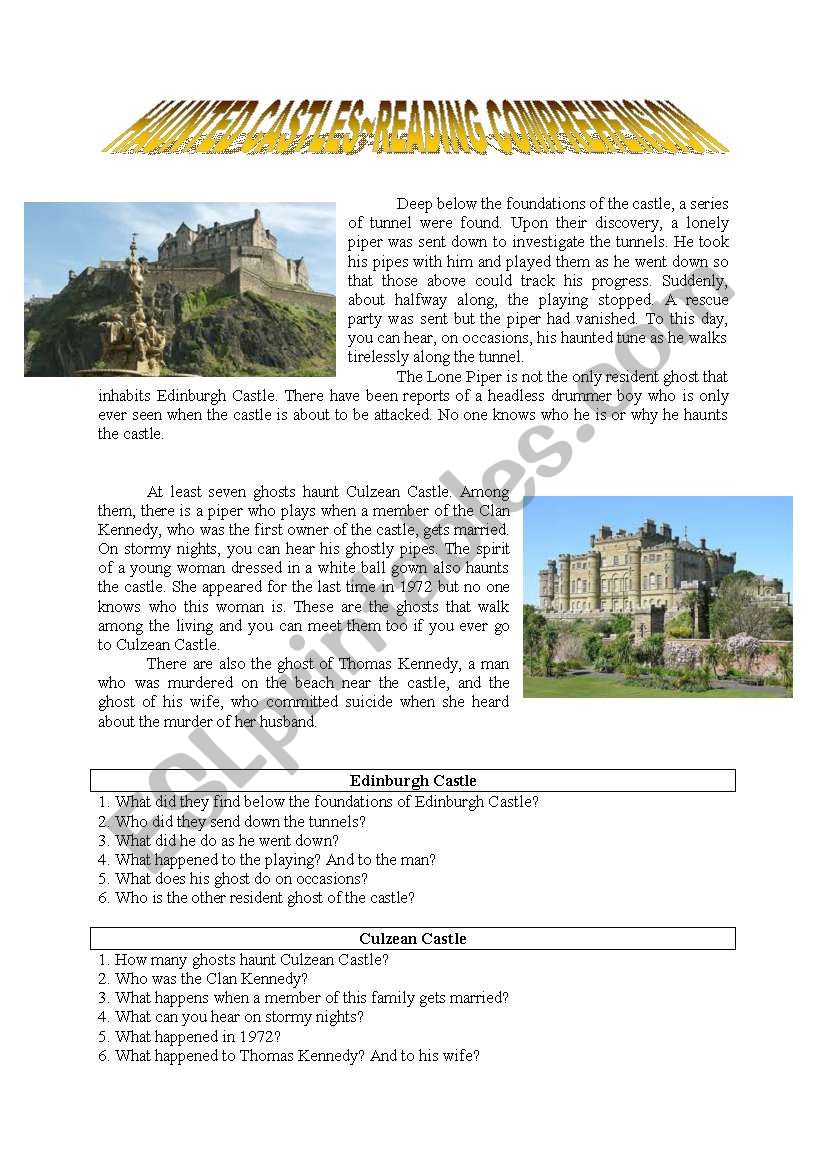 Haunted Castle~Reading Comprehension