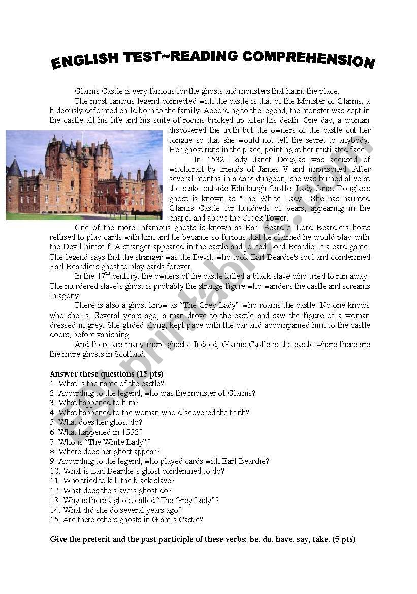 Glamis Castle~Reading Comprehension