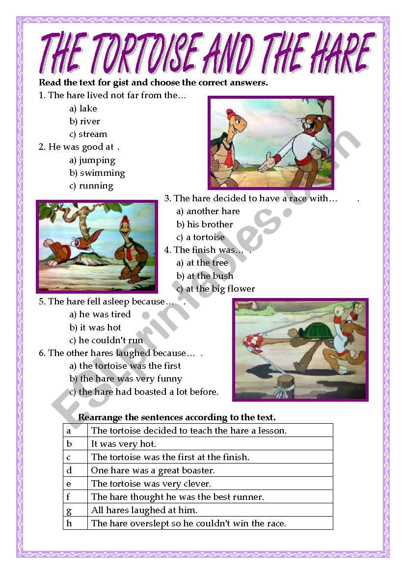 THE TORTOISE AND THE HARE worksheet