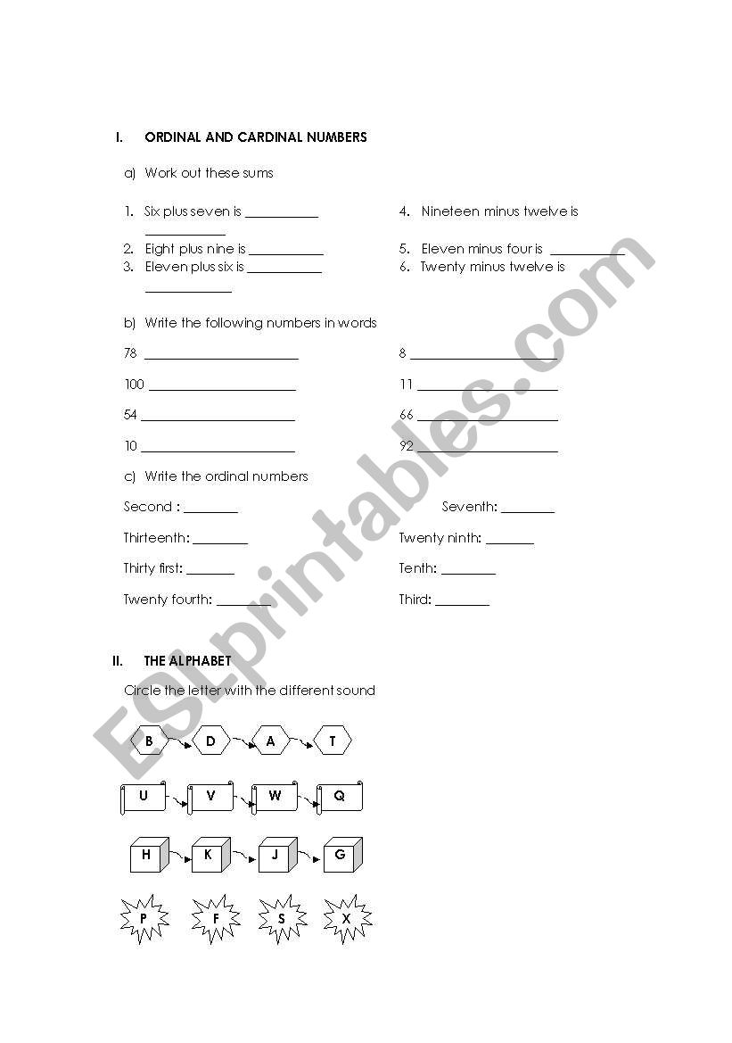 numbers and the alphabet worksheet