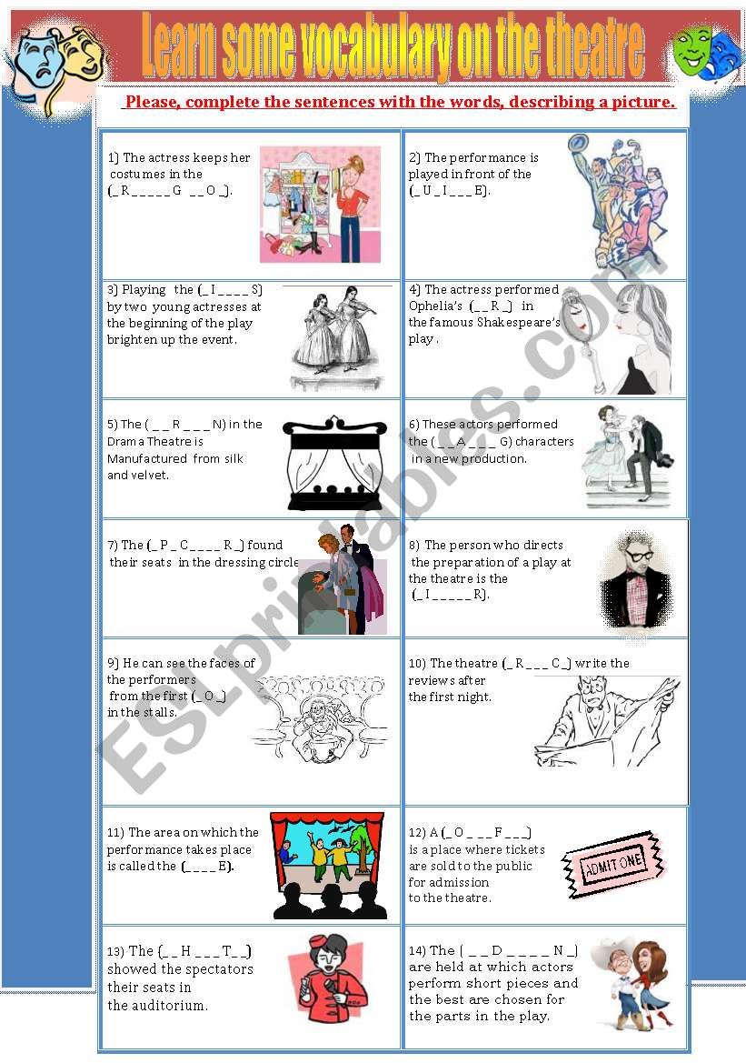 Theatre Vocabulary worksheet