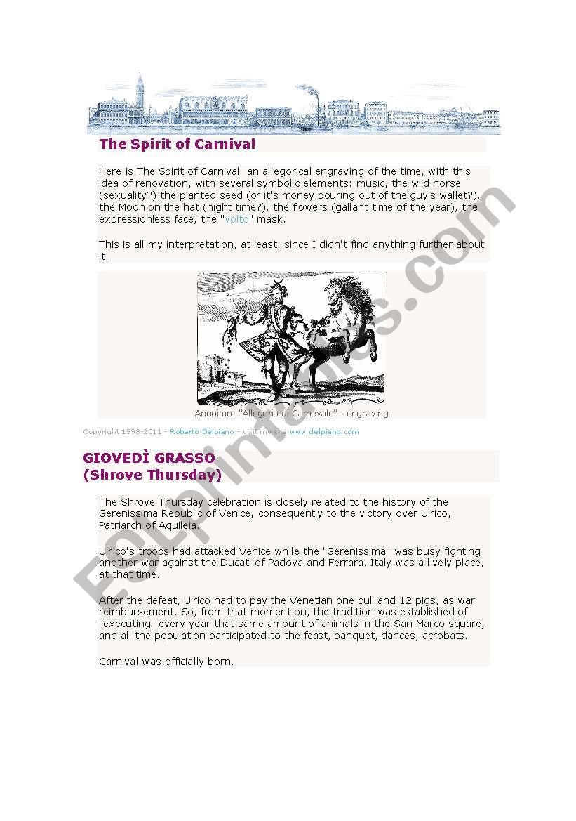 Carnival worksheet