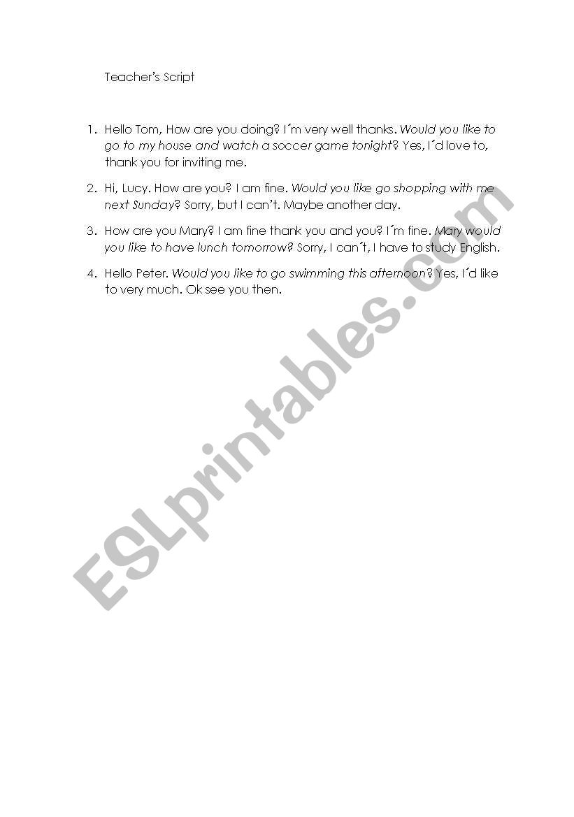 Invitations  worksheet