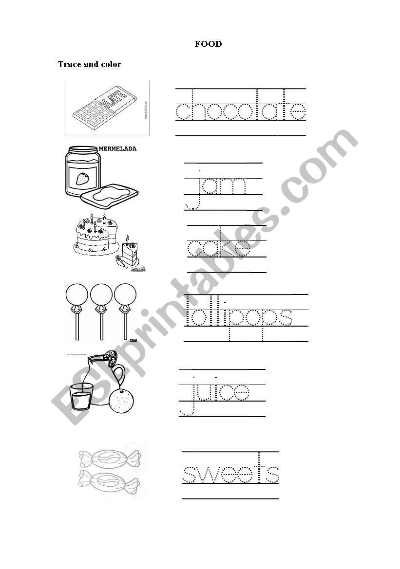 FOOD worksheet