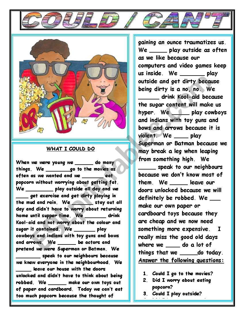 COULD/CAN´T worksheet COULD/CAN´T worksheet